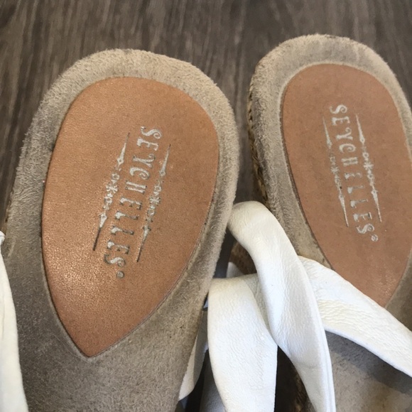 ANTHROPOLOGIE Seychelles White Flamenco wedge espadrille Sandals sz 8 - Picture 4 of 7